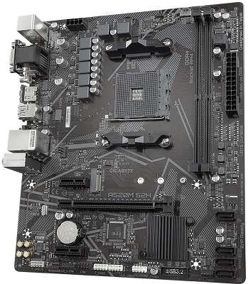 Материнская плата Gigabyte A520M S2H, Socket AM4, AMD A520, 2xDDR4-3200, D-SUB+DVI-D+HDMI, 1xPCI-Ex16, 2xPCI-Ex1, 4xSATA3(RAID 0/1/10), 1xM.2, 8 Ch Audio, GLan, (2+4)xUSB2.0, (4+2)xUSB3.2, 1xPS/2, mATX, RTL {10} (809720)