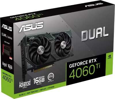 Видеокарта ASUS NVIDIA nVidia GeForce RTX 4060Ti DUAL-RTX4060TI-A16G 16Gb DDR6 PCI-E HDMI, 3DP