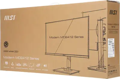 Монитор MSI 23.8" Modern MD2412P черный IPS LED 1ms 16:9 HDMI M/M матовая HAS Piv 300cd 178гр/178гр 1920x1080 100Hz FreeSync FHD USB 4.65кг