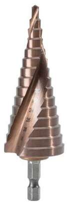 Оснастка Deli Сверло ступенчатое по металлу DH-JTZ032-E3 (4-32мм, HSS M35, спиральная канавка, шестигранный хвостовик)