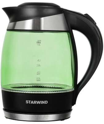 Чайник Starwind SKG2213 1.8л. 2200Вт зеленый/черный (корпус: стекло)