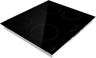 Электрическая варочная панель EVELUX, 4 конфорки, мощность конфорок 1200,1200,1800,1800 Вт, сенсорное управление, индикация остаточного тепла, защитное отключение, таймер, автоматическое отключение, HiLight, 9 уровней мощности, цвет черный