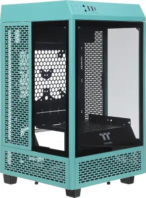 Корпус Thermaltake The Tower 100 Turquoise голубой без БП miniITX 1x120mm 3x140mm 2xUSB3.0 audio bott PSU
