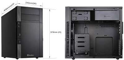 Корпус SilverStone PS07, черный, mATX, Без БП (SST-PS07B-C186)