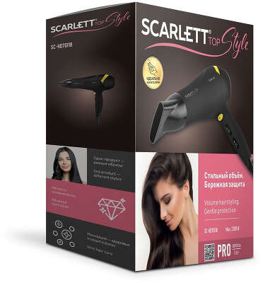 Фен Scarlett SC-HD70I18 2200Вт черный/желтый (HD70I18)