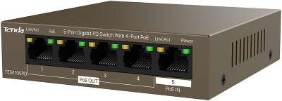 Коммутатор/ Tenda TEG1105PD 5-Port Gigabit PD Switch With 4-Port PoE