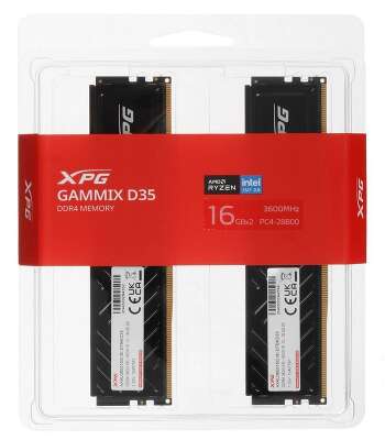 Модуль памяти ADATA 32GB DDR4 3600 DIMM XPG Gammix D35 RGB AX4U360016G18I-DTBKD35 Non-ECC, CL18, 1.35V, 2 x 16GB