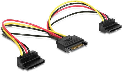 Кабель питания SATA Cablexpert CC-SATAM2F-02, 15см, 15pin (M)/2x15pin(F) на 2 SATA устр, угл. разъем