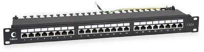 Cabeus PL-24-Cat.6-SH-Dual IDC Патч-панель 19" (1U), 24 порта RJ-45, категория 6, полностью экранированная, с задним кабельным организатором
