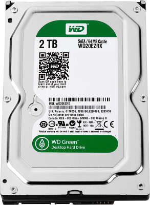Жёсткий диск SATA-3 2TB [WD20EZRX ] WD Caviar Green, 64MB Cache