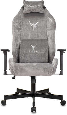 Кресло игровое Knight N1 Fabric серый Light-19 с подголов. крестов. металл
