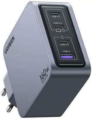 Зарядное устройство UGREEN X763 (25877) Nexode Pro 160W USB-A+3*USB-C GaN Tech Fast Charger EU с кабелем 1,5M 240W. Цвет: серый