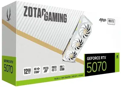 Видеокарта Zotac PCI-E 5.0 RTX 5070 AMP WHITE ED NVIDIA GeForce RTX 5070 12Gb 192bit GDDR7 2587/28000 HDMIx1 DPx3 HDCP Ret