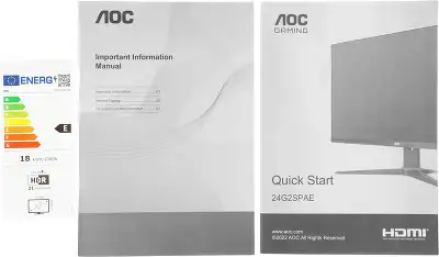Монитор AOC 23.8" 24G2SPAE черный/красный IPS LED 1ms 16:9 HDMI M/M матовая 250cd 178гр/178гр 1920x1080 165Hz FreeSync Premium VGA DP FHD 3.75кг