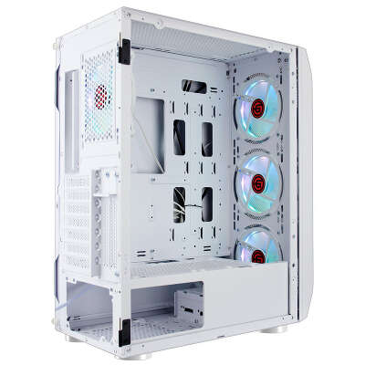 Корпус Ginzzu GL 390 FAN 12CM RGB*4 USB3.0 Window Белый