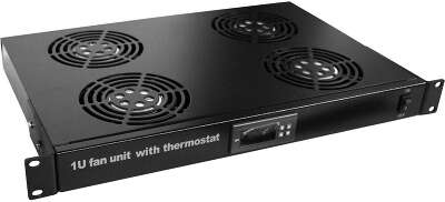 Блок вентиляторов Lanmaster (TWT-CBB-FANB4-RACK-T) 4 вент. с контроллером черный (упак.:1шт)