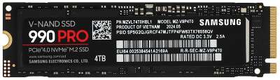 Samsung SSD 4TB 990 PRO PCIe Gen 4.0 x4 NVMe 2.0 V-NAND TLC MZ-V9P4T0BW