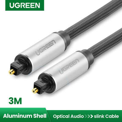 Кабель UGREEN AV108 (10541) Toslink Optical Male To Male Audio Cable. Длина: 3м. Цвет: серебристо-черный