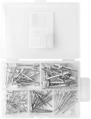 Набор заклепок Deli DL236906 75шт (2,4 / 3,2 / 4,0 / 4,8 / 6,0 мм) * 15 шт, пластиковый кейс