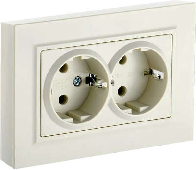 Розетка силов. IEK Brite РСш12-3-БрКр BR-R24-16-K10-F 2розет. двойн. скрыт. зазем. штор. IP20 бежевый (упак.:1шт)