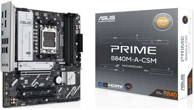 Материнская плата ASUS PRIME B840M-A-CSM AM5 mATX 4xDDR5 3xPCIEx16 3xM.2 USB-C 2xDP HDMI 2.5GLAN