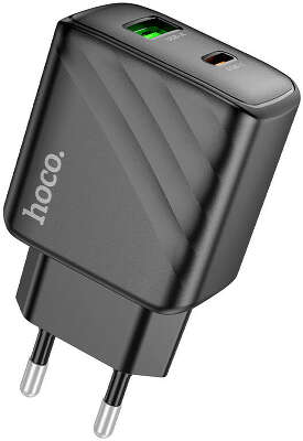Зарядное устройство Hoco 30Вт, 3А, QC3.0/PD, 1хUSB, 1хType-C, CS23A, черный, коробка