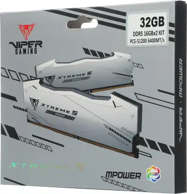 Память DDR5 2x16GB 6400MHz Patriot PVXR532G64C32KM Viper Xtreme 5 RGB RTL Gaming PC5-51200 CL32 DIMM 288-pin 1.4В с радиатором Ret