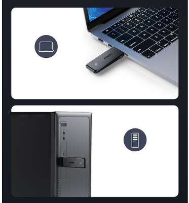 Адаптер двухдиапазонный UGREEN CM492 (50340) AC1300 Wireless Network Adapter. черный