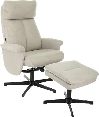 Кресло для дома Бюрократ _Baron с пуфом бежевый металл черный крестов. (_BARON/BEIGE)