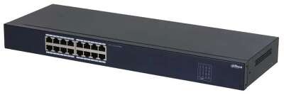 DAHUA DH-SF1016 16-портовый неуправляемый коммутатор, 16xRJ45 100Mb, коммутация 3.2 Гбит/с, MAC-таблица 8К, металл