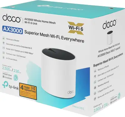 Дополнительный модуль Mesh TP-LINK Deco X55, 802.11a/b/g/n/ac/ax, 2.4/5ГГц