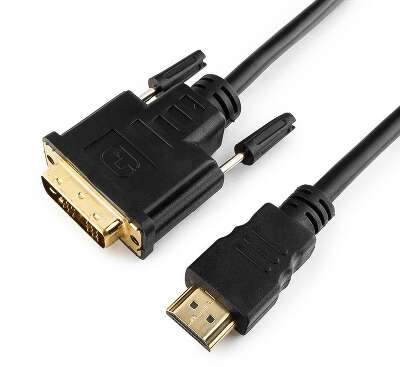 Кабель HDMI-DVI Cablexpert CC-HDMI-DVI-10MC, 19M/19M, single link, медь, позол.разъемы, экран, 10м, черный, пакет