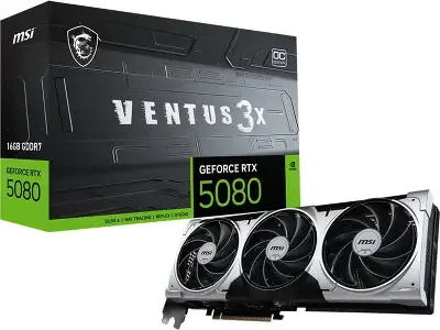 Видеокарта MSI PCI-E 5.0 RTX 5080 16GB VENTUS 3X OC NVIDIA GeForce RTX 5080 16Gb 256bit GDDR7 2640/30000 HDMIx1 DPx3 HDCP Ret