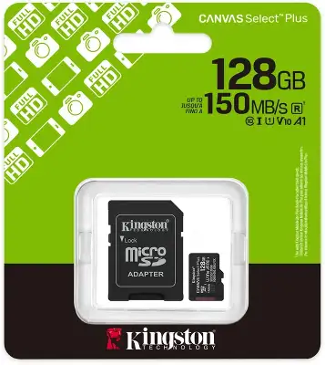 Карта памяти 128 Гб Micro SDXC Kingston Class 10 UHS-I U1 A1 V 10 Select Plus [SDCS3/128GB]