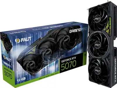Видеокарта Palit PCI-E 5.0 RTX5070 GAMINGPRO NVIDIA GeForce RTX 5070 12Gb 192bit GDDR7 2325/28000 HDMIx1 DPx3 HDCP Ret