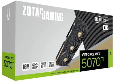 Видеокарта Zotac PCI-E 5.0 RTX 5070 Ti SOLID SFF OC NVIDIA GeForce RTX 5070TI 16Gb 256bit GDDR7 2482/28000 HDMIx1 DPx3 HDCP Ret