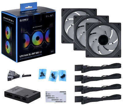 Вентилятор для корпуса Lian-Li Uni Fan SL-INF 120 ARGB 120х120x28 черный 7-pin 29дБ (упак.:3шт) (G99.12SLIN3B.00) Ret