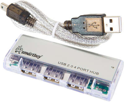 Концентратор USB2.0 Smartbuy, 4 порта, с магнитом, белый [SBHA-6806-W]