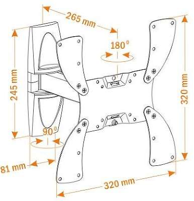 Кронштейн для телевизора Holder LCDS-5020 белый 22"-42" макс.30кг настенный поворот и наклон