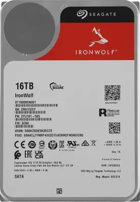 Жесткий диск SATA3 16Tb [ST16000VN001] Seagate IronWolf, 7200rpm, 256Mb