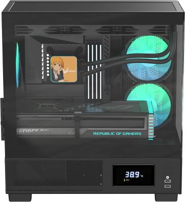 корпус Formula V Line Crystal E1M Black, MATX, USB3.0*2, Switch Display Panel