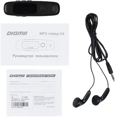 Плеер Flash Digma U4 8Gb черный/0.91"/FM/microSDHC
