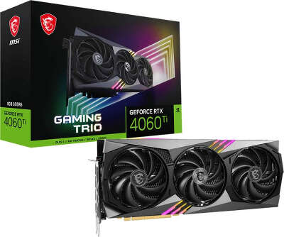 Видеокарта MSI NVIDIA nVidia GeForce RTX 4060Ti GAMING TRIO 8Gb DDR6 PCI-E HDMI, 3DP