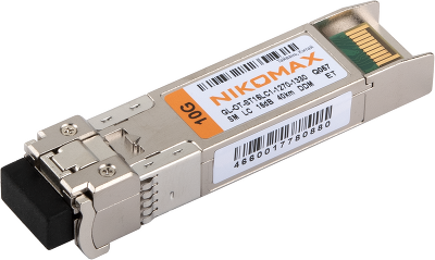 Модуль NIKOMAX SFP+, 10 Гбит/с, WDM, 1 ОВ, SM, 1xLC, Tx:1270/Rx:1330 нм, DDM, 16 дБ (до 40 км)