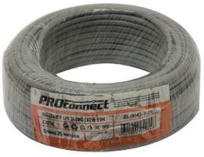 PROconnect (01-0043-3-25) Кабель витая пара омедненный, U/UTP, CCA, CAT 5e, PVC, 4PR, 24AWG, INDOOR, SOLID, серый, 25м