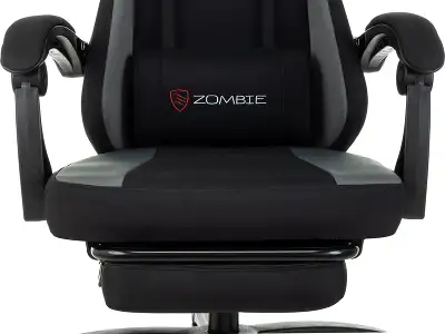 Кресло игровое Zombie Weaver черный/серый с подголов. крестов. пластик подст.для ног пластик черный