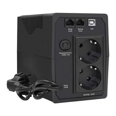 Exegate EP285597RUS ИБП ExeGate SpecialPro UNB-650.LED.AVR.EURO.RJ.USB <650VA/360W, LED, AVR, 2 евророзетки, RJ45/11, USB, Black>