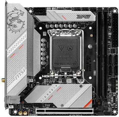 Материнская плата MSI MPG B760I EDGE WIFI B760, LGA1700, 2*DDR5, 1*PCIEx16, 2*M.2, 2*TypeC, 1*USB3.2Gen2, 6*USB3.2Gen1, 4*USB2.0, 4*SATA3.0, 2.5G, DP, HDMI, Mini-ITX, RTL