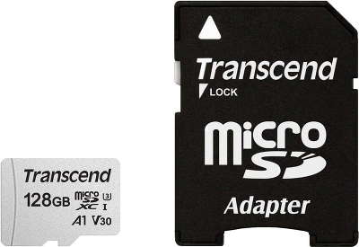 Карта памяти 128 Гб Micro SDXC Transcend Class 10 UHS-I U3 V30 A1[TS128GUSD300S-A]