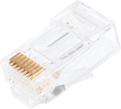 Коннектор NIKOMAX RJ45/8P8C под витую пару, Кат.6 (Класс E), 250МГц, покрытие 50мкд, универсальные ножи, сквозной, неэкранированный, круглый ввод, уп-ка 100шт.